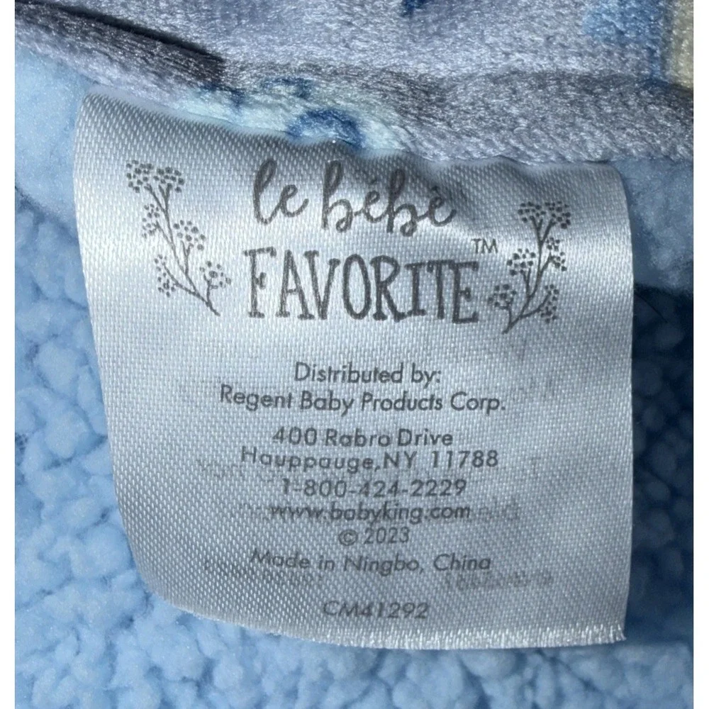 le bebe blue velour sherpa space baby blanket with moon lovey 30x40 Great‎ Shape